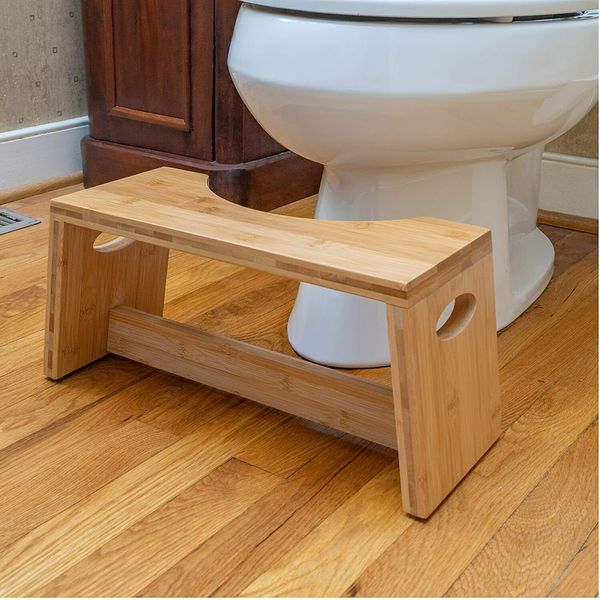 Cool Stool by Maxam Bamboo Wood Squatting Potty Comfort Toilet Stool