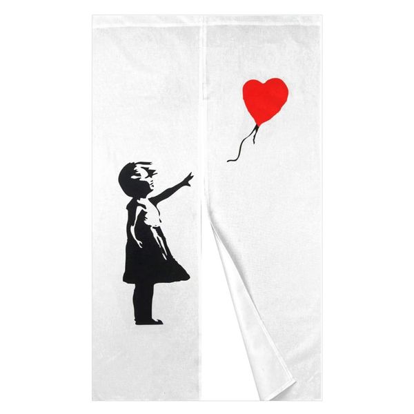 Stylish Split Curtain Room Divider, Light Blocking, European-Style, Long Curtain, Concealing Screen, Interesting, Soft, Decorative, Door Curtain, Entryway, Kitchen, Living Room, Restaurants, Entrances and Exits, Banksy, 33.5 x 70.9 inches (85 x 180 cm)