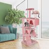 53" Cat Tree Activity Tower Pet  with Scratching Posts  Ladders Indoor Pink