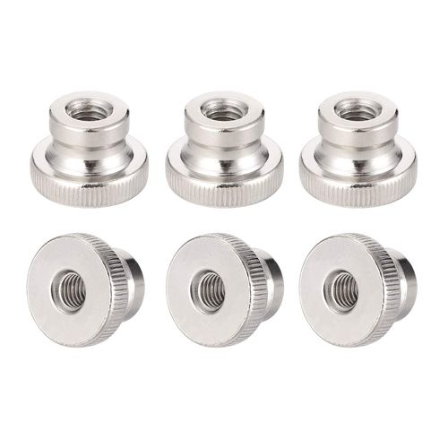 sourcing map Knurled Thumb Nuts, 6Pcs M8x1.25mm Iron Round Knobs Fasteners for 3D Printer Parts, Silver Tone