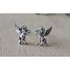 Sterling Silver TINY 10x8mm Pegasus Horse Studs Posts Earrings!