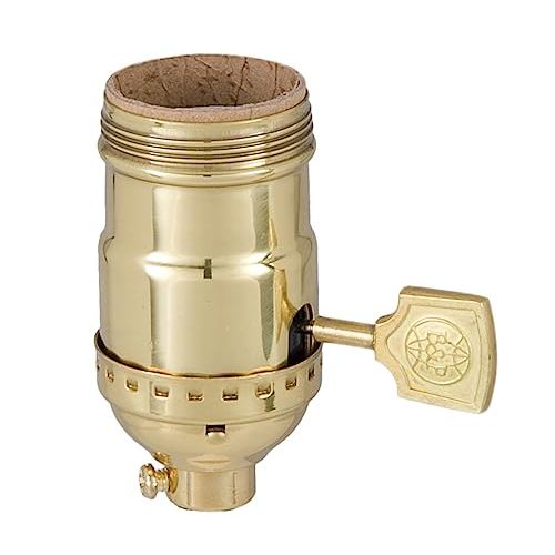 B&P Lamp® Solid Brass Polished And Lacquered Medium Base On/Off Socket With Flat Key