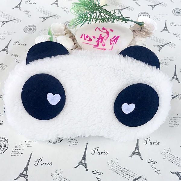 KANGKAI Eye Mask for Sleeping Animal Panda Eye Mask Plush Cartoon Shading for Adult Child Soft Fluffy Panda Eye Mask [White Heart]