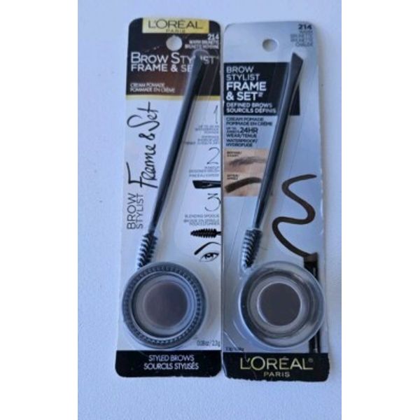 2 PACK L'Oreal Brow Stylist Frame and Set 214 Warm Brunette