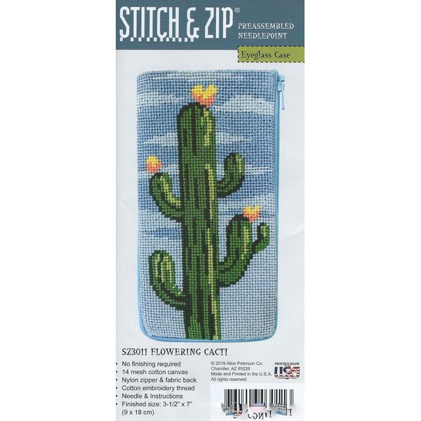 Stitch & Zip Eyeglass Case Needlepoint Kit- Flowering Cacti