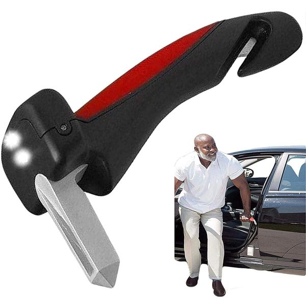 XXSLY car door handle for disabled mobility aids for car with integrated led torch, seat belt cutter and car window breaker multifunctional portable car handle