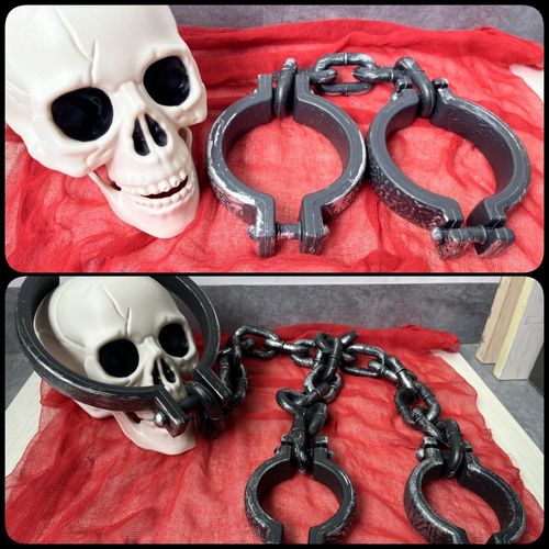 Aweilan Halloween Plastic Chains Prison Fake Prisoner Handcuffs Headcuffs Chain Links for Halloween Party Costume Props Prisoner Cosplay Accessories