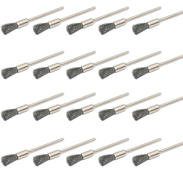 JINTONG Stainless Steel Wire Brush Brush 2.35mm Shaft 20pcs Router Bit Mini Router Brush Rotation Tool Accessories