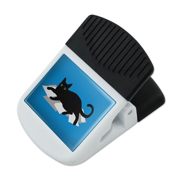 Black Cat Lying on Papers Refrigerator Fridge Magnet Magnetic Hanging Hook Note Snack Clip
