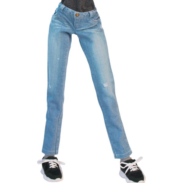 Petite Marie 1/3 DD Compatible Okayama Processing Damaged Boyfriend Jeans Light Blue Kojima Processing Jeans Distressed Low Rise Roll Up Stretch Denim Vintage 23.6 inches (60 cm) Doll BJD Doll Clothes [Petite Marie] [No.0131]