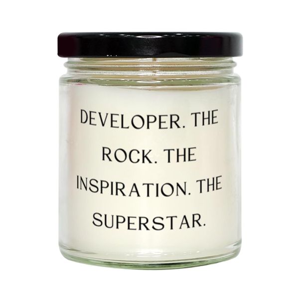 Developer Gifts for Colleagues, Developer. The Rock. The Inspiration. The, Motivational Developer Scent Candle, from Boss, Software Developer Gift Ideas, Programmer Gift Ideas, Developer Mug, Coding