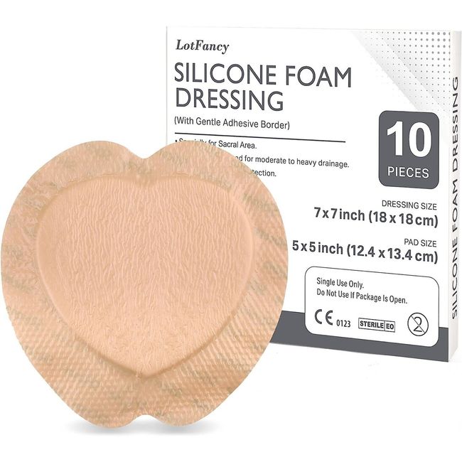 10x Sacrum Sacral Silicone Foam Dressing 7x7'' Bordered Self Adhesive for Wound