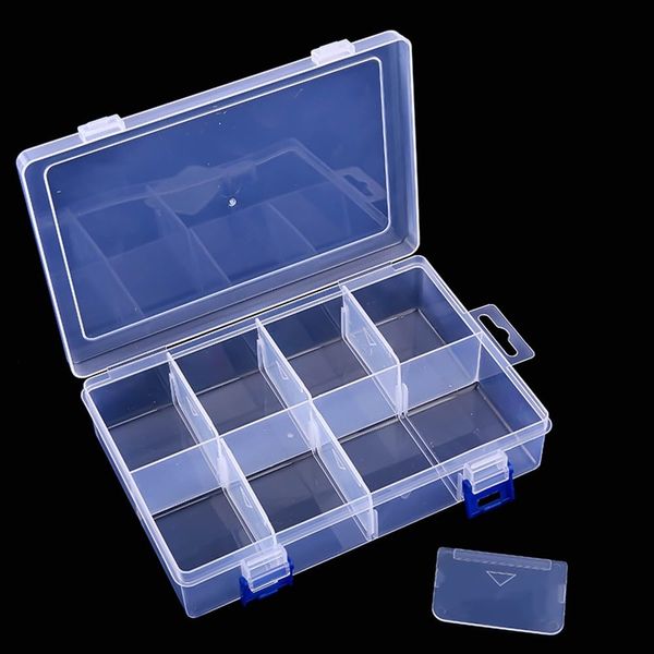 Storage Box, Parts Case, 8 Compartments, Jewelry Box, Medicine Storage, Accessory Storage, Bead Storage, Clear, Plastic, Accessory Storage, Includes Removable Dividers, Lid Included