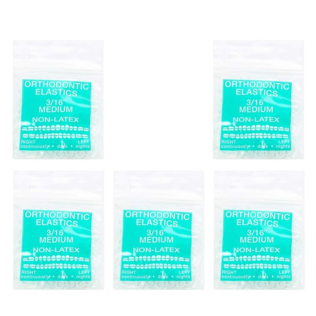 JMU Orthodontic Elastics 3/16 Inch Medium 4.5oz 500 pack Intraoral Elastic Bands Latex Free Dental Rubber Bands Made in USA