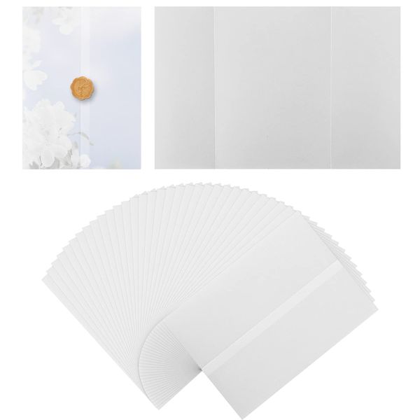 55 Pack Vellum Jackets for 5x7 Invitations, Pre-Folded Vellum Wedding Invitations Sleeve Invitation Vellum Paper Translucent Vellum Wrap Jackets for Invitations