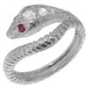 925 Sterling Silver Cubic Zirconia & Ruby Womens Band Ring - Size R 1/2