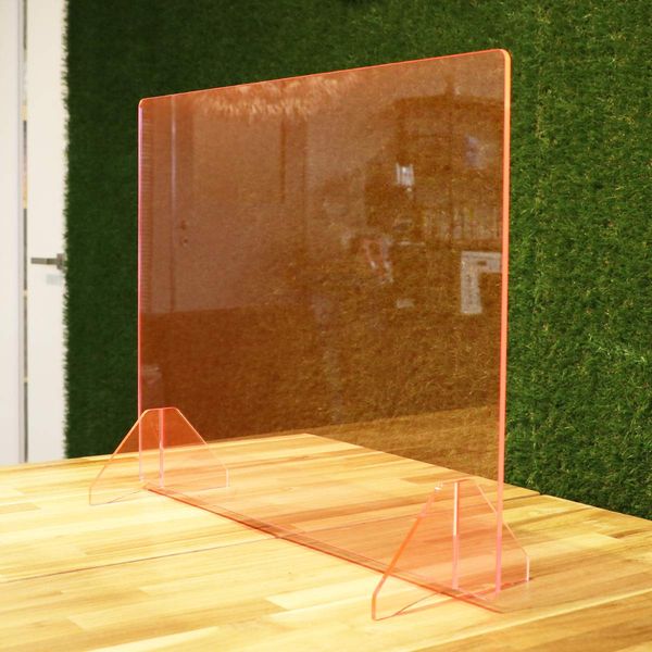 Acrylic Partition, Shining Edges, Fluorescent Pink, Acrylic Partition, Stylish, Cool, Corona Countermeasure, Splash Prevention, High Quality, Impact Stand, Dividers, Black Light, Karaoke, Bar, Club, 0.1 inch (3 mm) Thickness (Small)