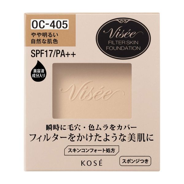 Visee OC-405 Filter Skin Foundation, Slightly Bright, Natural Skin Tone, Refill, 0.3 oz (10 g)