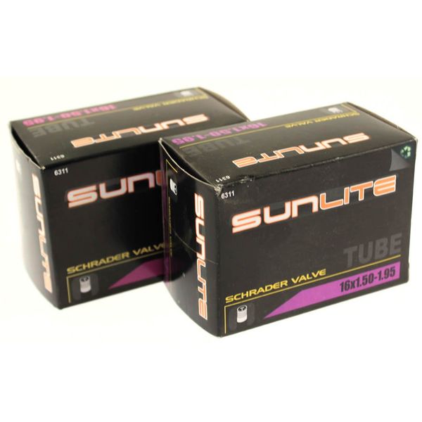 Sunlite Schrader Valve Bicycle Tubes, 16 x 1.50-1.95" / 32mm Valve