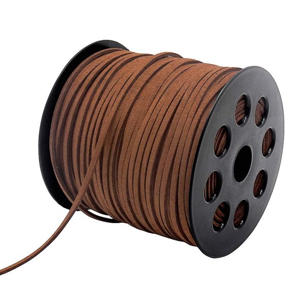 Suede Cord, 2.6mm 100 Yard Faux Leather String for Jewelry Bracelet Necklace Making Beading Thread DIY Crafts (Brown)