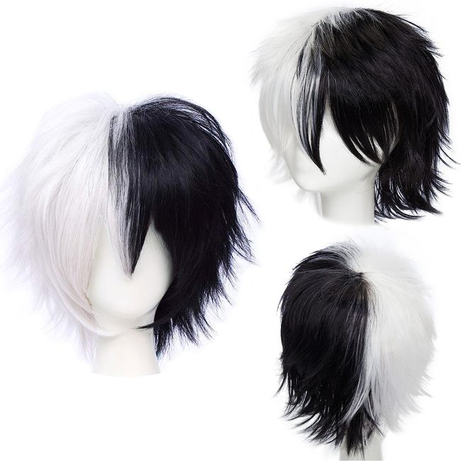 Gairyan Short White Wig Cosplay Wig Unisex Anime Cosplay Wigs for Women/Men Straight Fluffy Wig Costume Theme Party Fancy Dress Wigs Halloween Wig Comic-Con Costumes Accessories