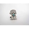 Generic Tiny mini silver metal flower hair claw clip with turquoise stone