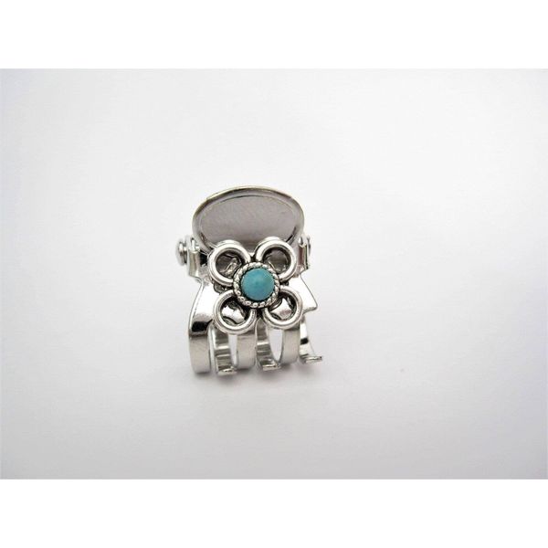 Generic Tiny mini silver metal flower hair claw clip with turquoise stone
