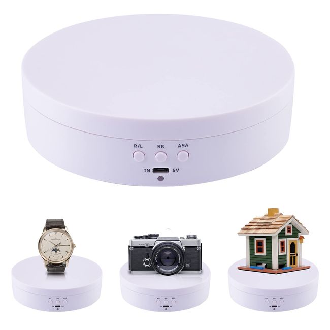 ZitFRi Electric Rotary Table, USB Powered, 360° Rotary Stand, Diameter 5.4 inches (13.8 cm), Load Capacity: 6.6 lbs (3 kg), For Photography, Figures, Plastic Model Display, Small, Rotary Display