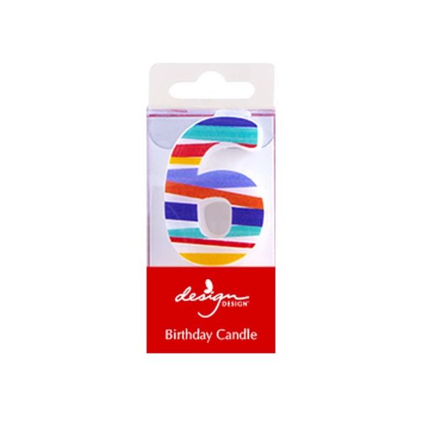 Design Design Bright Stripes-6 Candle-Birthday-Numeric