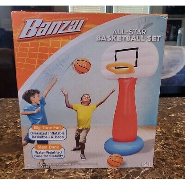 NEW Banzai All Star Inflatable Basketball Set with Inflatable Basketball Hoop