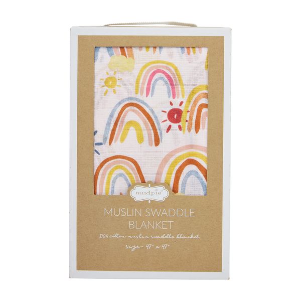 Mud Pie Rainbow Muslin Swaddle Blanket