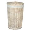 Vanilla Leisure Round White Wash Laundry Hamper With White Lining (Small)