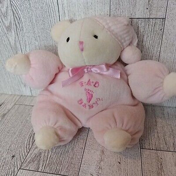 FAO Baby Fifth Avenue Pink Bear 5" Plush Stuffed Animal Rattle Plastic Pellets