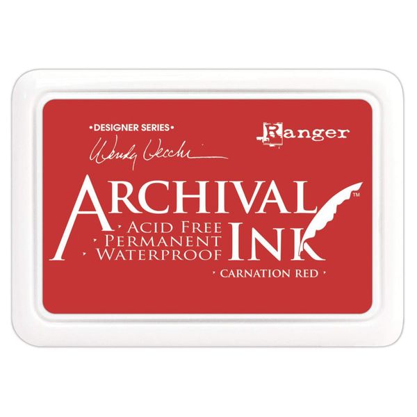 Ranger Archival Ink Pad, Carnation Red, Size: 2 x 3 inches