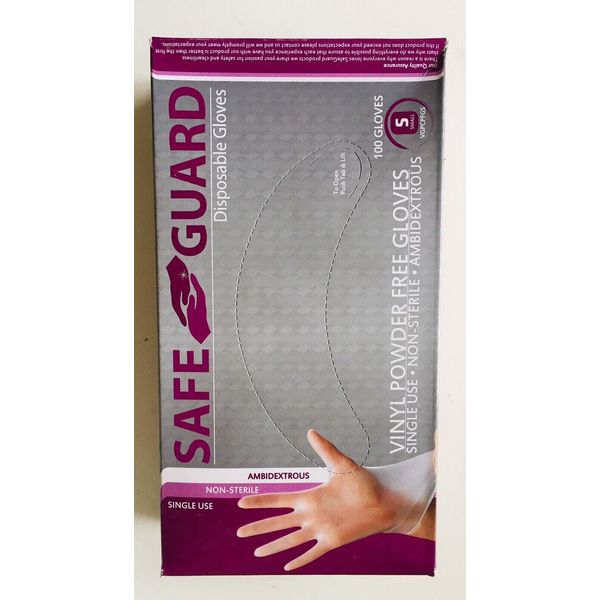 One Box/100 Gloves Vinyl Powder Free Latex-Free NON-STERILE Gloves, SMALL