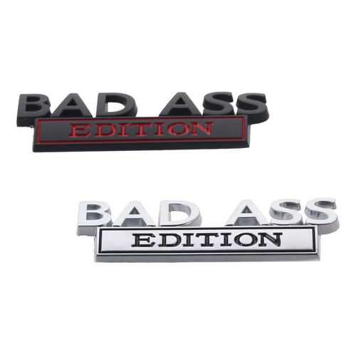 4PCS Bad Ass Edition Emblem, 3D Letter Car Decals Bad Ass Funny Car Bumper Door Badge Sticker Metal Car Logo Sticker Decorations for Universal Vehicle, Truck, RV, SUV