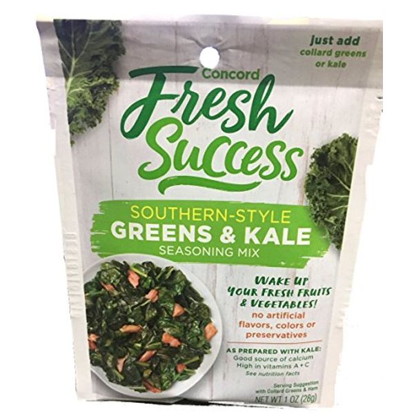 Concord Foods Southern Style Greens & Kale Seasoning Mix (Pack of 4) 1 oz Packets