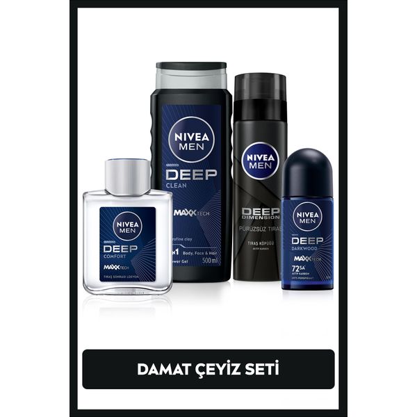 MEN Damat Çeyiz Seti Roll-on Deodorant 50ml, Tıraş Köpüğü 200ml, Duş Jeli 500ml, Tıraş Losyonu100ml