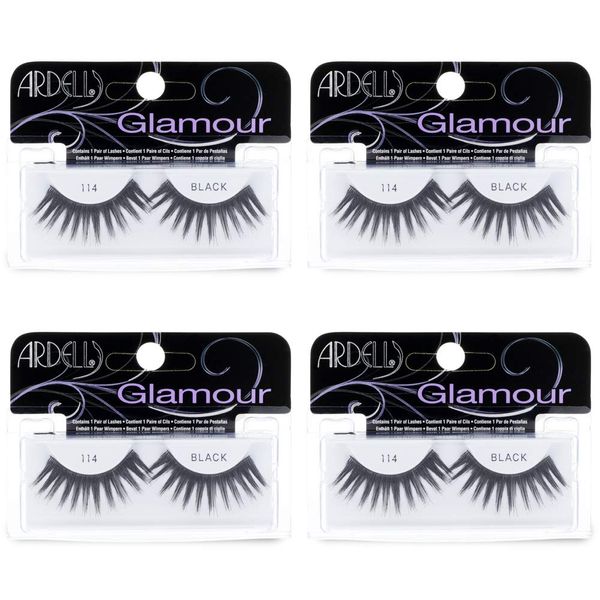 Ardell False Eyelashes Glamour Strip Lashes 114 Black 4 Pack