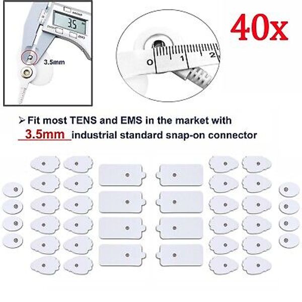 40 TENS Electrode Pads EMS Replacement S+M+L Pads Muscle Stimulator