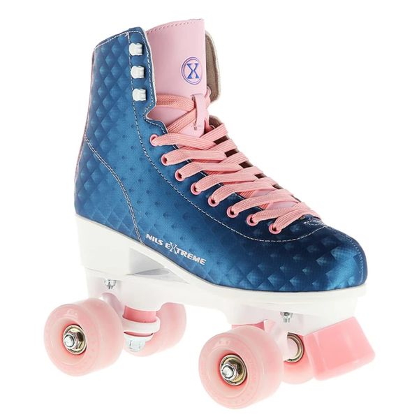 Nils Extreme Rollschuhe für Damen Mädchen und Kinder NQ14110 - Quad Roller aus Kunstleder - Disco Skates - Rollerskates 37 - Blau