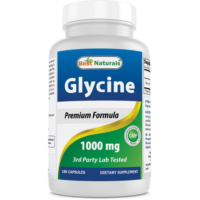 Best Naturals Glycine Supplement 1000 Mg for Energy Production, 180Count