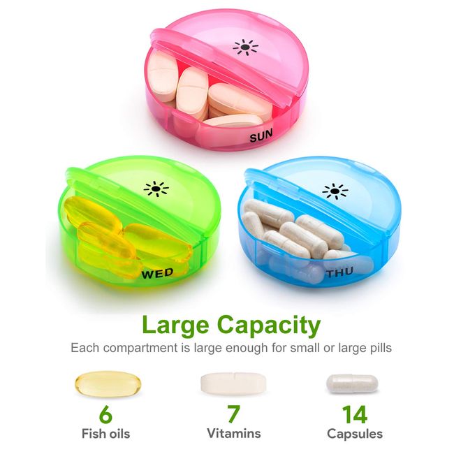 Pill Case Organizer Pocket Small Pill Holder, Daily AM & PM