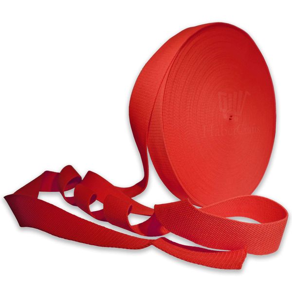 HaberCrafts 25mm Width Cotton Webbing (3 Meters, Red)
