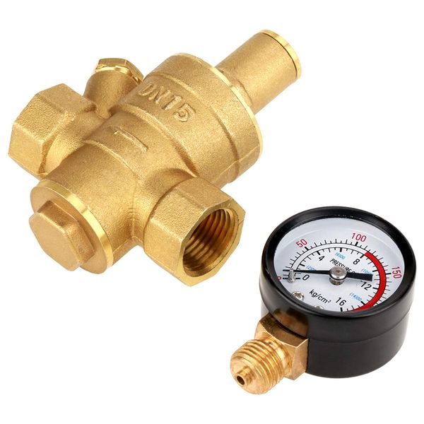 Pressure Reducing Valve for Water Supply Pressure Regulator Pressure Regulator Brass Pressure Reducing Valve Water Pressure Gauge DN15 Adjustable 1.6Mpa