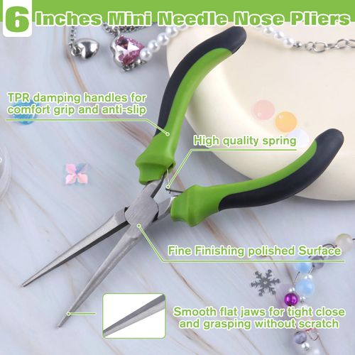 SPEEDWOX 6 Inches Mini Needle Nose Pliers for Jewelry Making Smooth Jaws Extra Long Fine Pliers Professional Tool Beading Hobby Craft DIY
