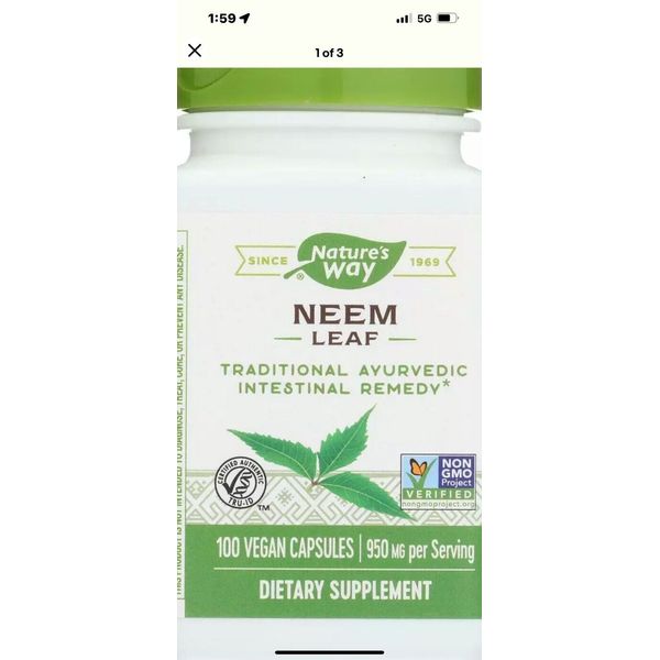 Neem 475 mg Natures way 100 Caps Fast 1st Class Shipping