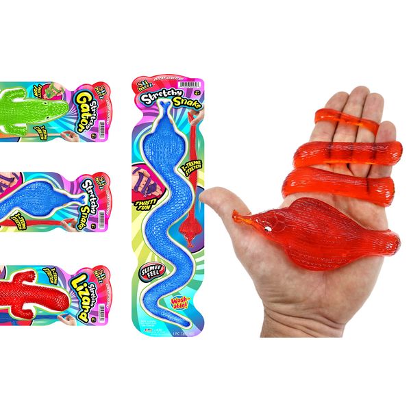 Super Large Sticky & Stretchy Reptile (1 Pack Assorted) by Ja-Ru. Lizard-Fidget Toys for Kids | Party Favor Bag, Kid Toy | Easter Egg Basket Party Pack and Goodie Bag | Pinata Filler Bulk. 430-1A