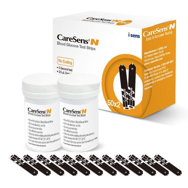 CareSens N Blood Glucose Test Strips (100 ct) - Only for CareSens N Family Meter Kits…