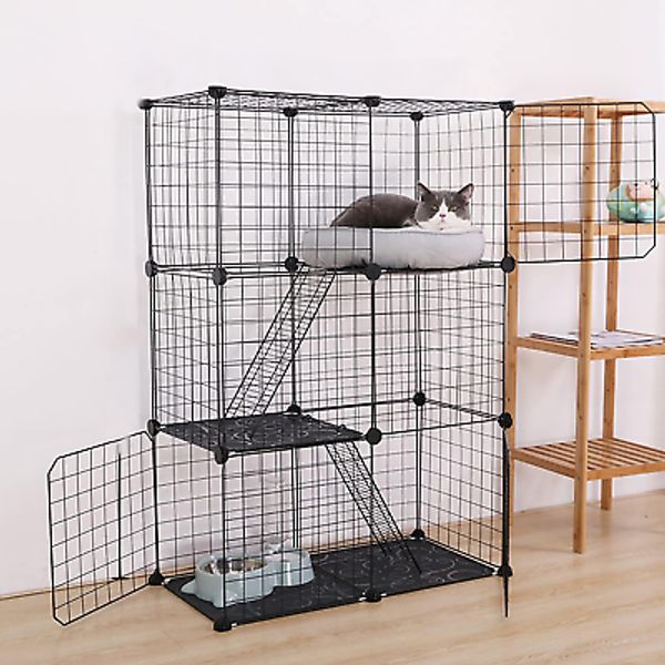 tonchean Cat Cage Pet Playpen Crate Kennels Large 3-Tier 42.9in Height...